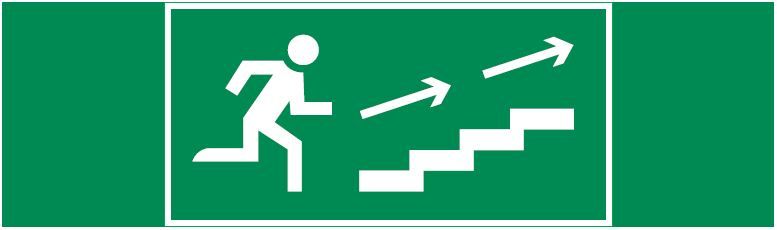 пиктограмма "ПО ЛЕСТНИЦЕ ВВЕРХ ВПРАВО" 310х90мм для аварийно-эвакуационного светильника Basic IP65